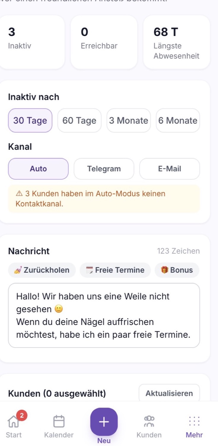 6. Kunden, die lange nicht da waren