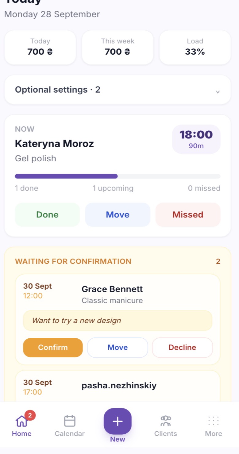 7. A new booking, right away
