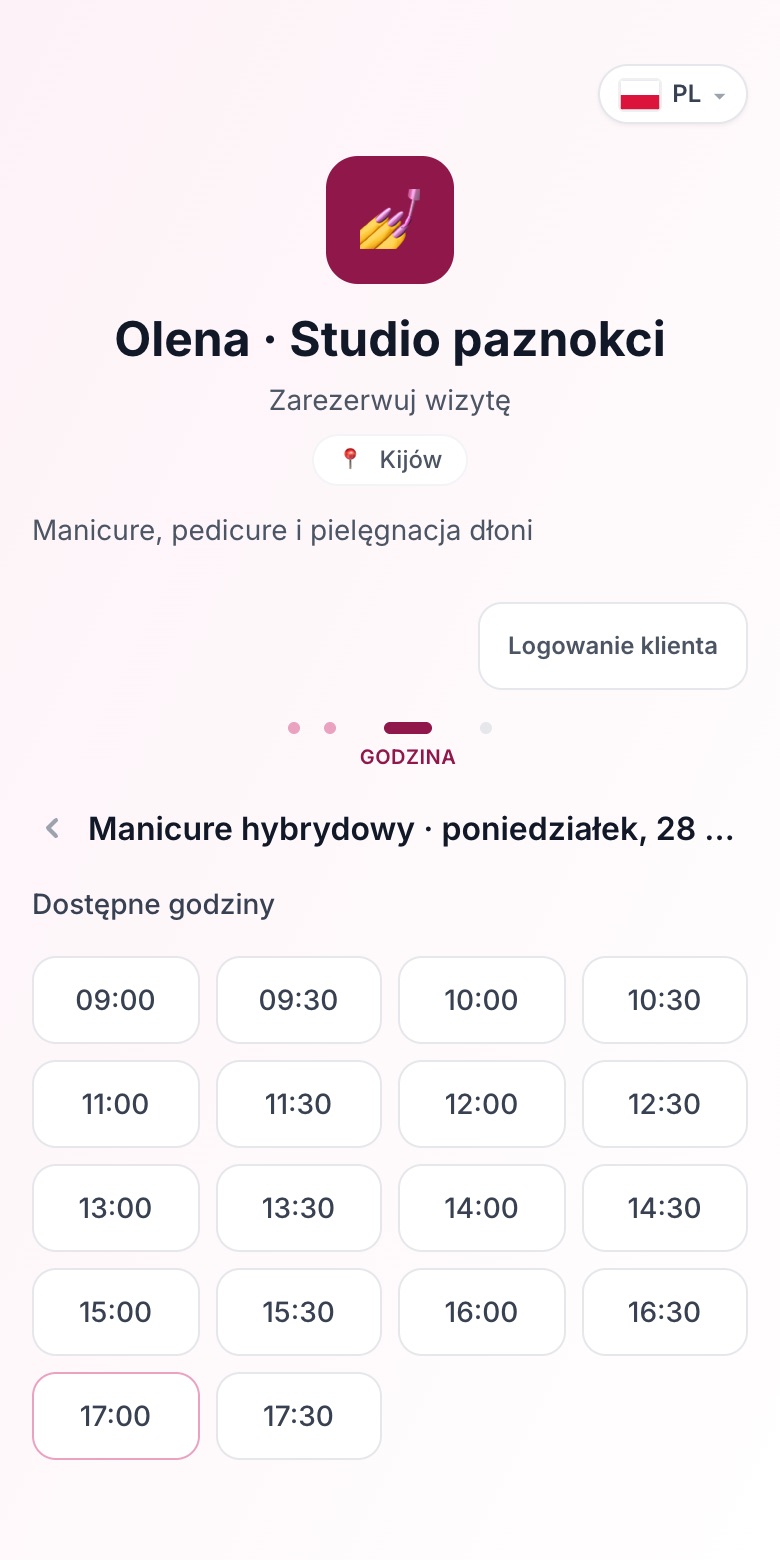 3. Wybiera godzinę
